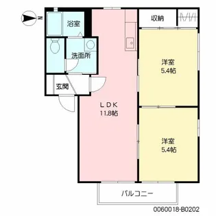 プラムハイツ 弐番館 *【202号室号室】の間取り