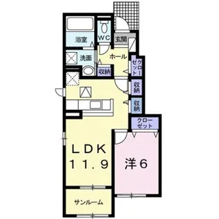 フラン・アンジュ Ⅵ【1階】の間取り