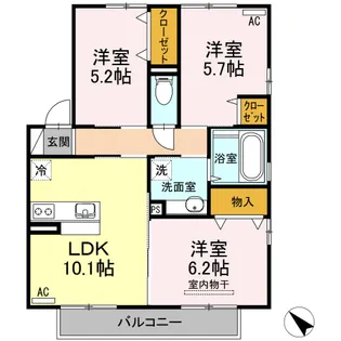 セジュール・アイⅡ A棟【201号室】の間取り