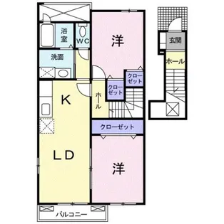 アベニュー サイド B棟【2階】の間取り