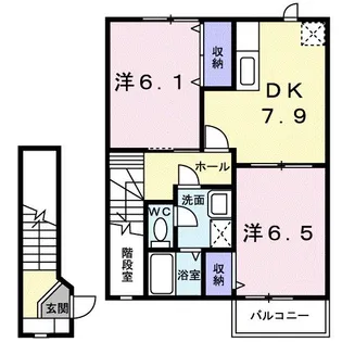 ロ−ウェルズ 1番館【2階】の間取り