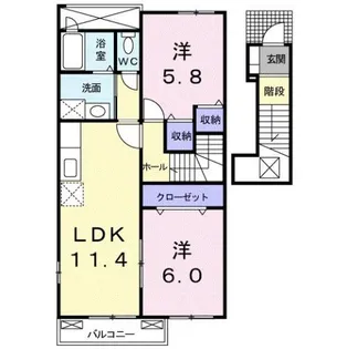 クレメントガーデンハウス A棟【2階】の間取り