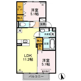 セジュール花みずき A棟【2階】の間取り