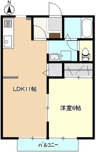 パルメゾン【102号室】の間取り