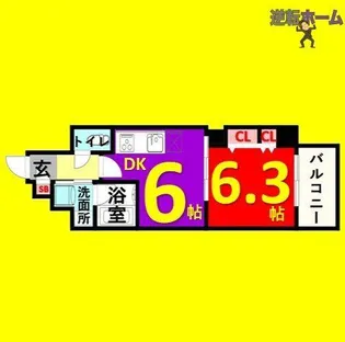 1DKの間取り画像