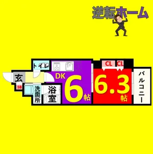 1DKの間取り画像