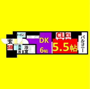 1DKの間取り画像