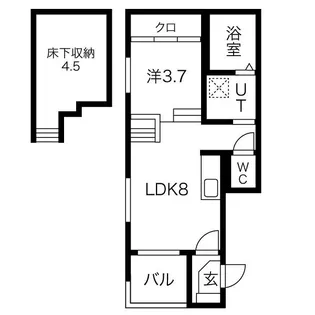 ハーモニーテラス八熊Ⅱ【1階】の間取り