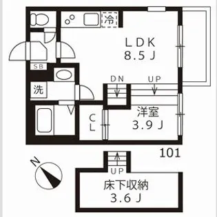 ハーモニーテラス志賀町Ⅸ【1階】の間取り