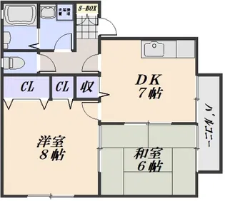 アンリバーハイツB棟【1階】の間取り