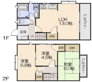 広島県広島市安佐南区相田1丁目【テラスハウス】の間取り