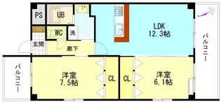 エスポワールサコモト【1階】の間取り