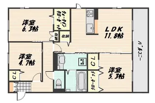 グランディール【3階】の間取り