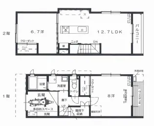 広島県広島市南区南大河町【テラスハウス】の間取り