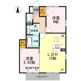 ハイツせみじま C【1階】の間取り