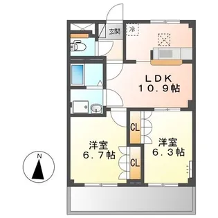 フールドゥウェル【1階】の間取り