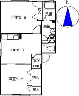 ファームサイドしょうろくB棟【1階】の間取り