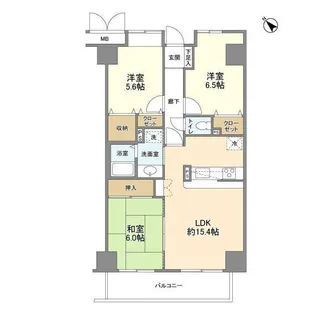 パロス美野島【11階】の間取り