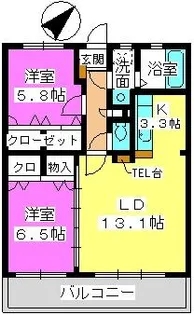 プロムナードセリーヌ参番館【203号室】の間取り
