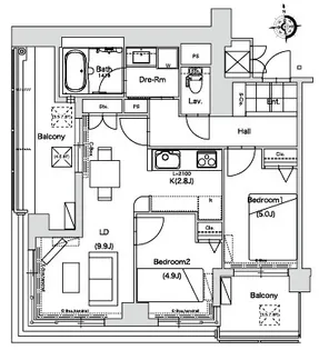 アメックス姪浜ステーションタワー【4階】の間取り