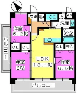 3LDKの間取り画像