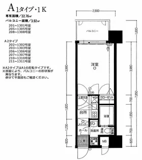 エステートモア天神ワーフ【8階】の間取り
