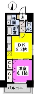 アルページュ西新【4階】の間取り