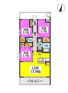 ラ・カリーナ【205号室】の間取り