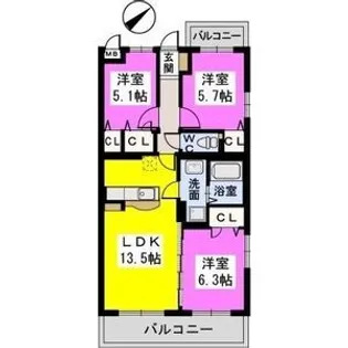 ドゥース・ファミーユ駅南【401号室】の間取り
