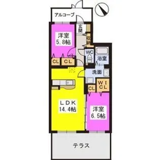 フォンターナ【1-102号室】の間取り