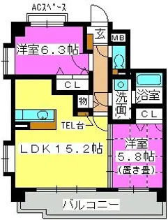 エルハイム室見Ⅲ【3階】の間取り