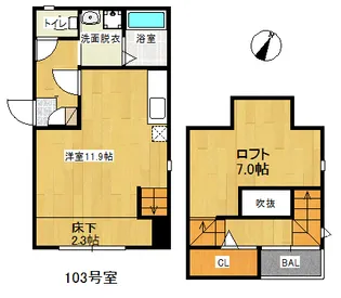 MAISONETIC ROOMY【103号室】の間取り