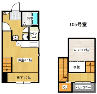 MAISONETIC CIEL【105号室】の間取り