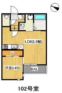 Grandtic Giglio 西新【1階】の間取り