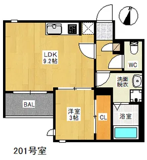 REGALEST 大橋 Me-ry Ⅲ【201号室】の間取り