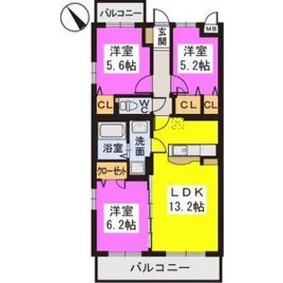 フォンターナ【2-201号室】の間取り