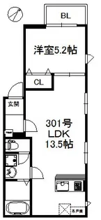 メゾンソレイユ美野島【301号室】の間取り