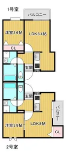 Calm箱崎宮前【202号室】の間取り