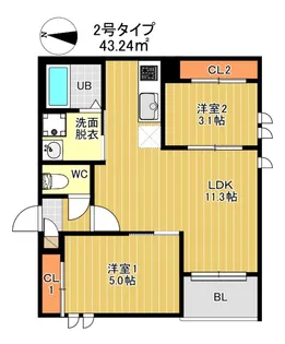 REGALEST F 訓尭【302号室】の間取り