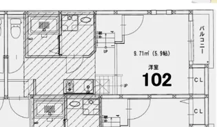 Creo筥松【102号室】の間取り