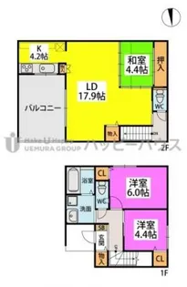 カルシアソリド【1号室】の間取り
