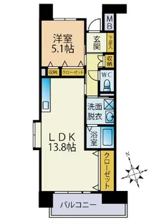 クラシオン千早棟【605号室】の間取り