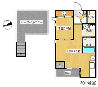 Grandtic レジデンス別府【201号室】の間取り