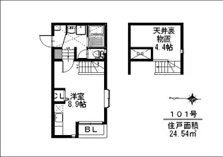 エルソール竹下【101号室】の間取り