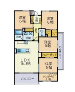 Le parterre 城南【505号室】の間取り