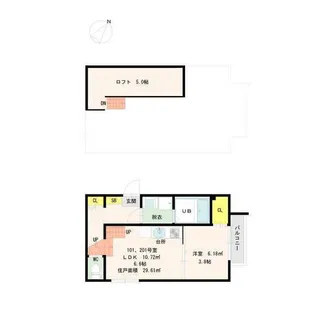 Blue Reef 1号館 【201号室】の間取り