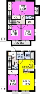 エーストゥ粕屋【E-Ⅱ号室】の間取り