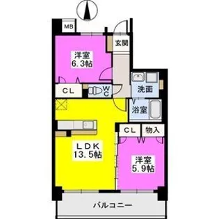 ブランコート筑紫野【8階】の間取り