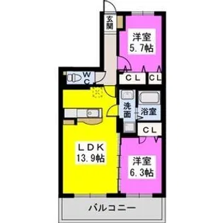 Felice Nagakuni【4階】の間取り