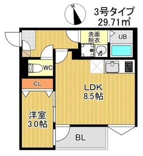 R-smart 九産大前Ⅰ【303号室】の間取り
